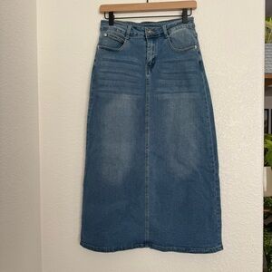 Classic Blue Denim Maxi Skirt